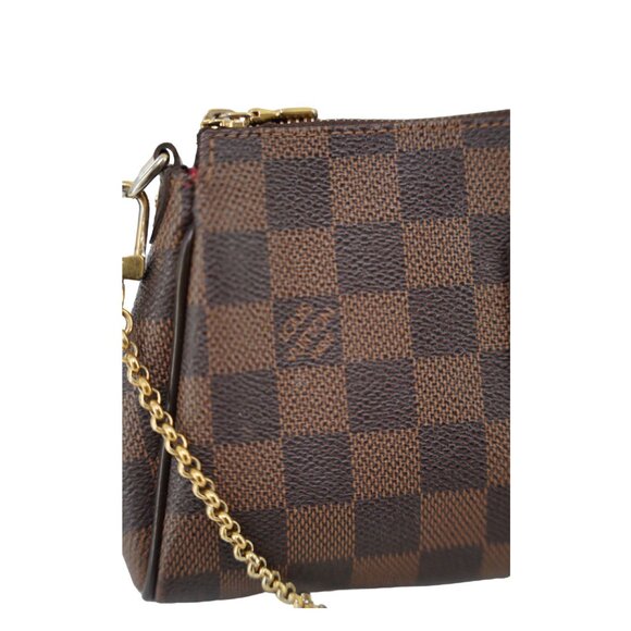 Louis Vuitton Damier Ebene Eva Clutch w/ Gold Chain - Picture 3 of 10